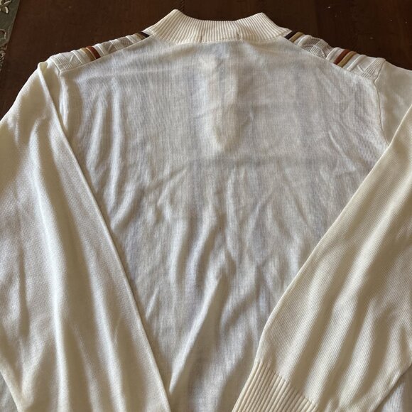 Stacy Adam’s Ivory 70’s Vibe Quarter Zip Sweater Size XL - Picture 7 of 8